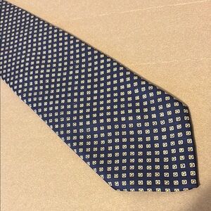Brooks Brothers Blue and Gold Geometric silk Tie 54” x 3.5”